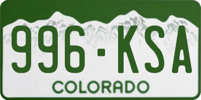 CO license plate 996KSA