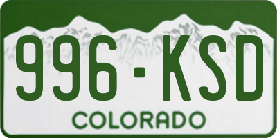 CO license plate 996KSD