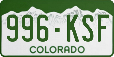 CO license plate 996KSF
