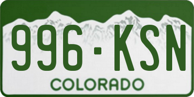 CO license plate 996KSN
