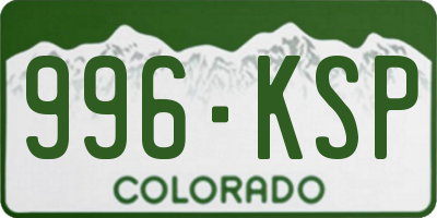 CO license plate 996KSP