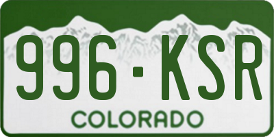 CO license plate 996KSR