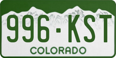 CO license plate 996KST