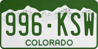 CO license plate 996KSW