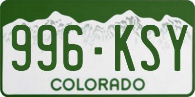 CO license plate 996KSY