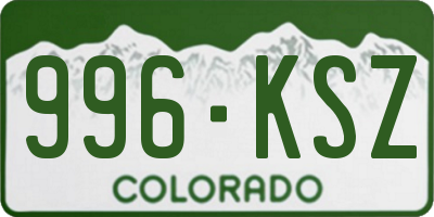 CO license plate 996KSZ