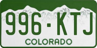 CO license plate 996KTJ