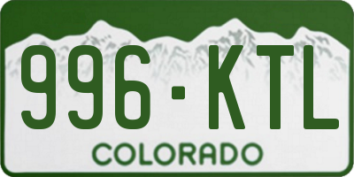 CO license plate 996KTL