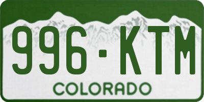 CO license plate 996KTM