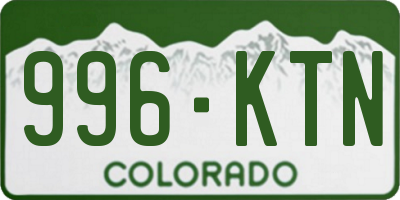 CO license plate 996KTN