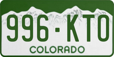 CO license plate 996KTO