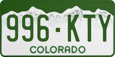 CO license plate 996KTY