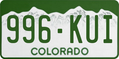 CO license plate 996KUI