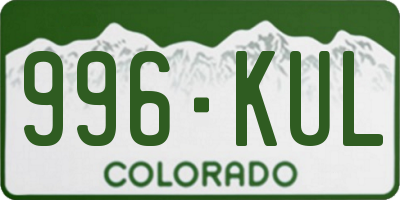CO license plate 996KUL