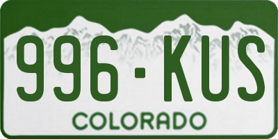 CO license plate 996KUS