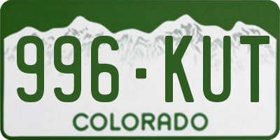 CO license plate 996KUT