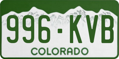 CO license plate 996KVB