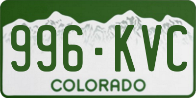 CO license plate 996KVC