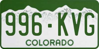 CO license plate 996KVG