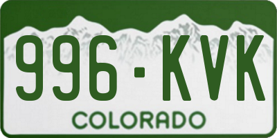 CO license plate 996KVK