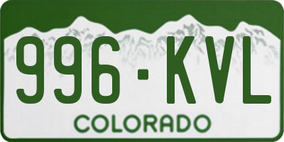 CO license plate 996KVL