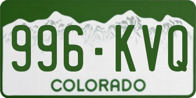 CO license plate 996KVQ