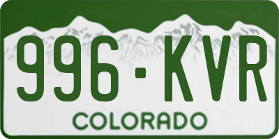CO license plate 996KVR