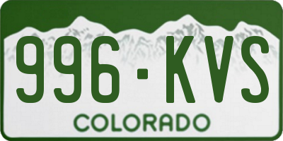 CO license plate 996KVS