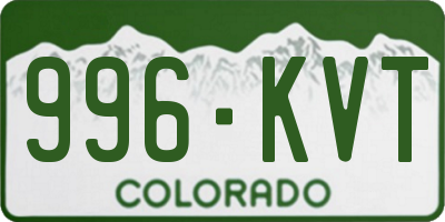 CO license plate 996KVT