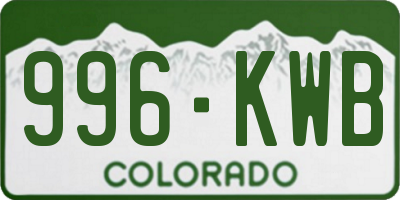 CO license plate 996KWB