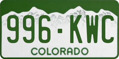 CO license plate 996KWC