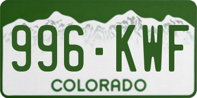 CO license plate 996KWF