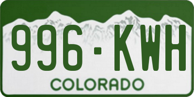 CO license plate 996KWH