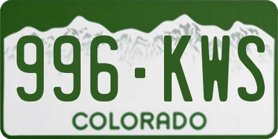CO license plate 996KWS