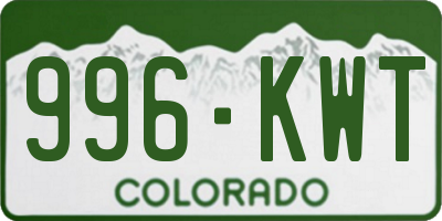 CO license plate 996KWT