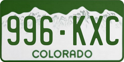 CO license plate 996KXC