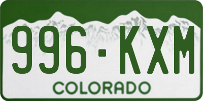 CO license plate 996KXM