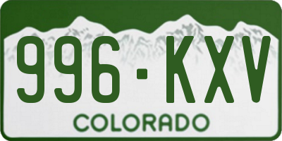 CO license plate 996KXV