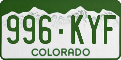 CO license plate 996KYF
