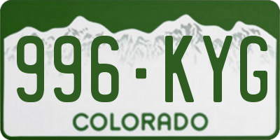 CO license plate 996KYG