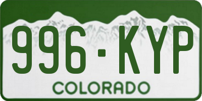 CO license plate 996KYP