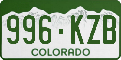 CO license plate 996KZB