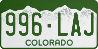 CO license plate 996LAJ