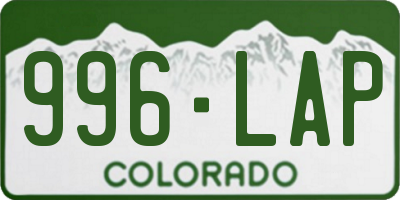 CO license plate 996LAP