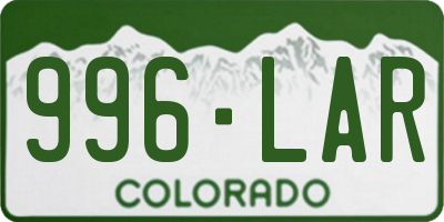 CO license plate 996LAR