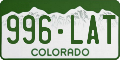CO license plate 996LAT
