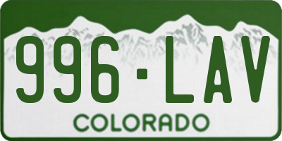CO license plate 996LAV
