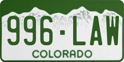 CO license plate 996LAW