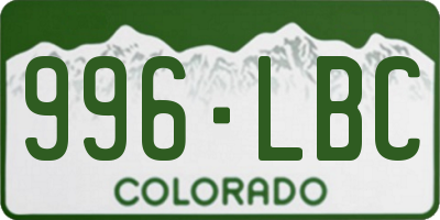 CO license plate 996LBC