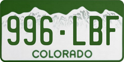 CO license plate 996LBF